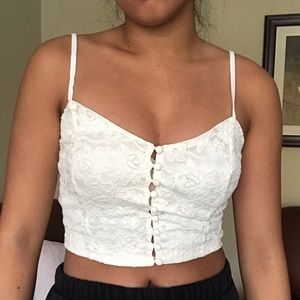 Forever 21 lace cropped button down tank top new with tag